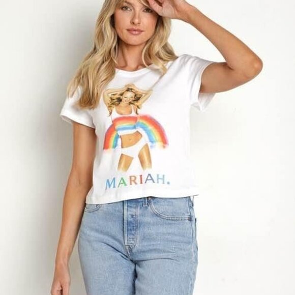 Daydreamer Free People‎ Women’s Mariah Carey Retro Cropped Tee Size M - Picture 2 of 9